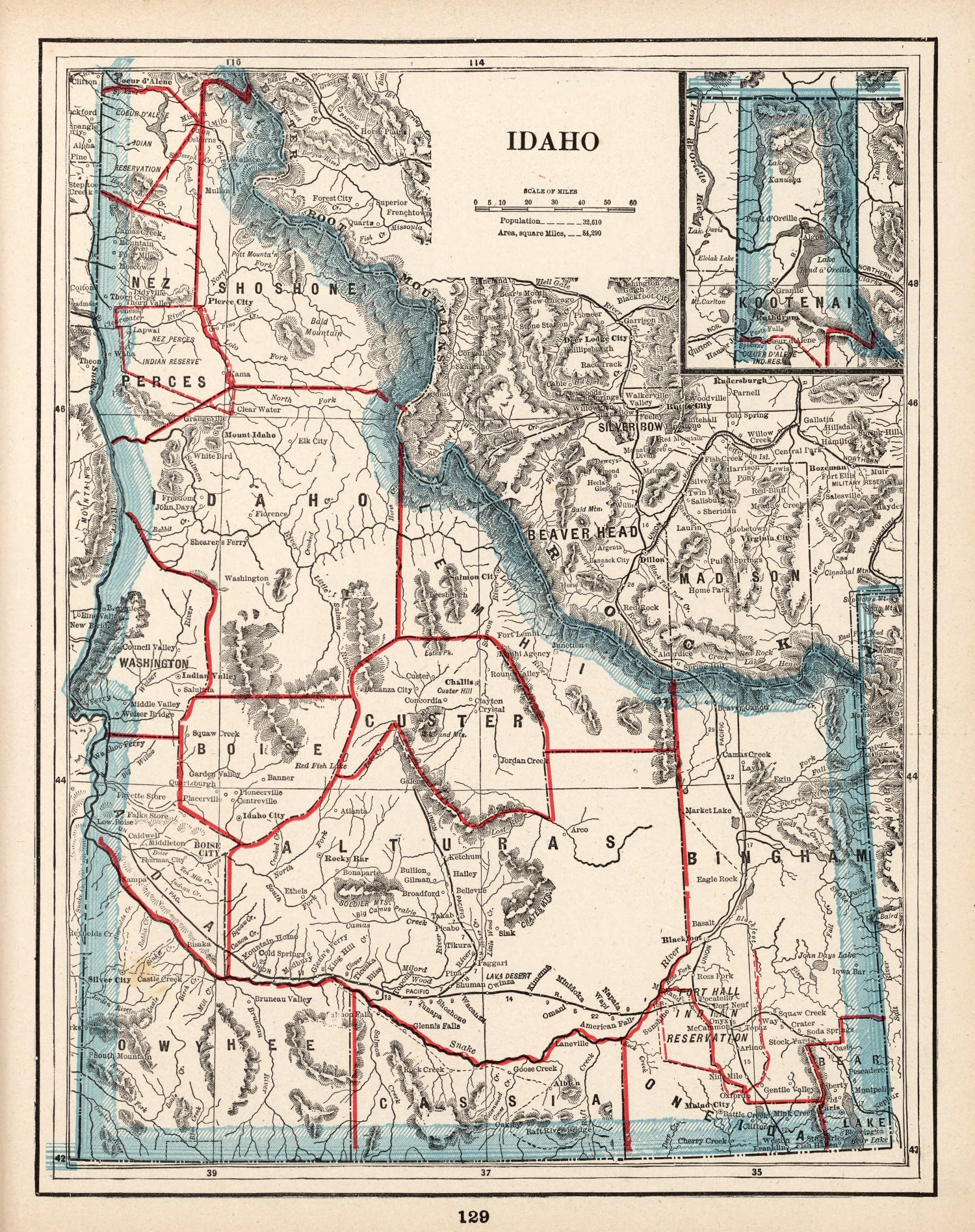 Vintage Map of Idaho 1893