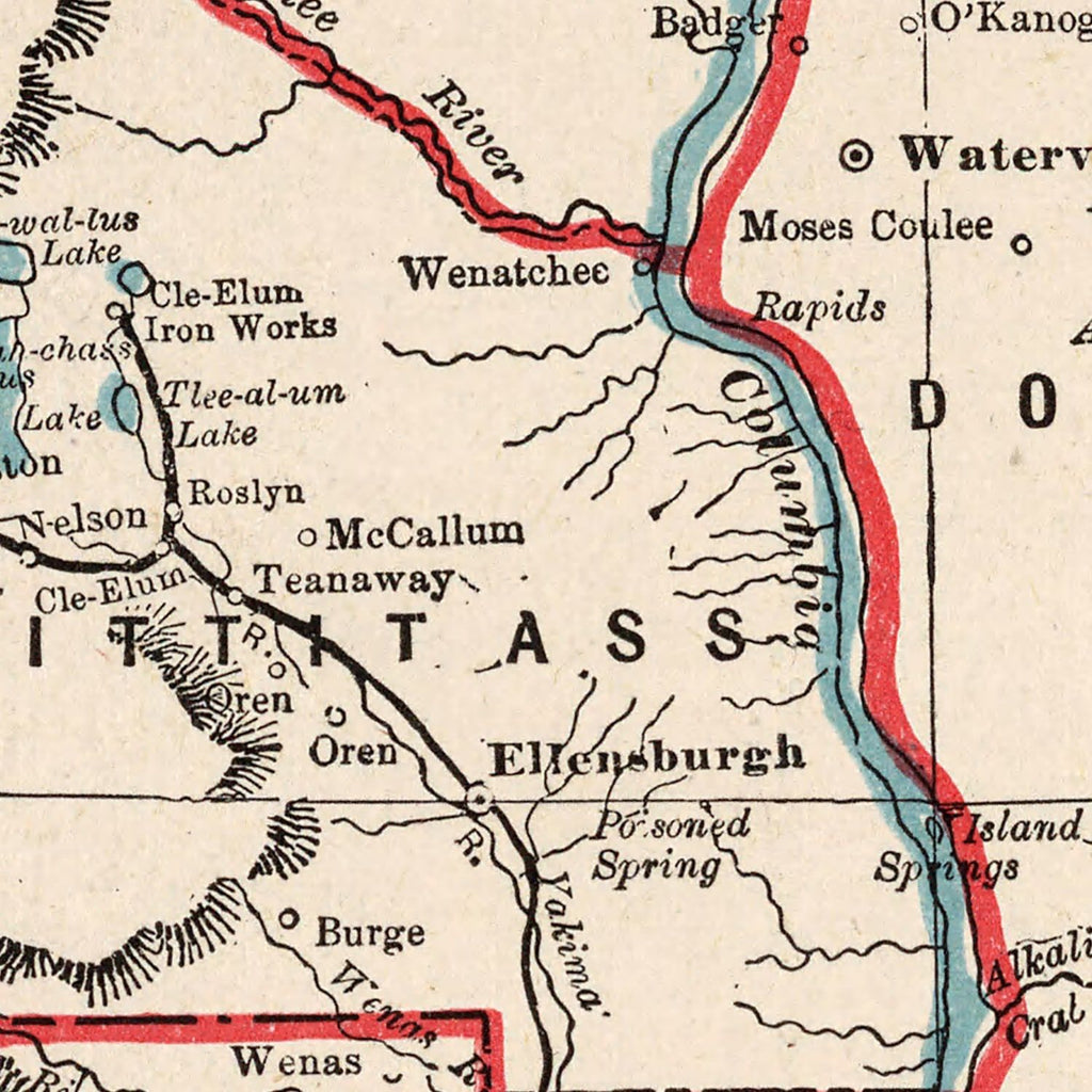 Vintage Map of Washington 1893