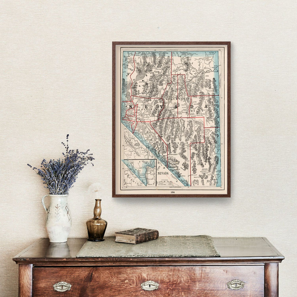 Vintage Map of Nevada 1893