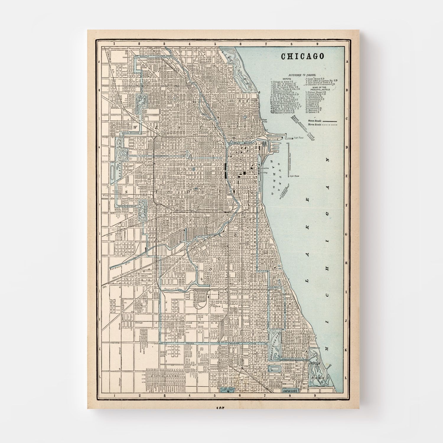 Vintage Map of Chicago, Illinois 1893