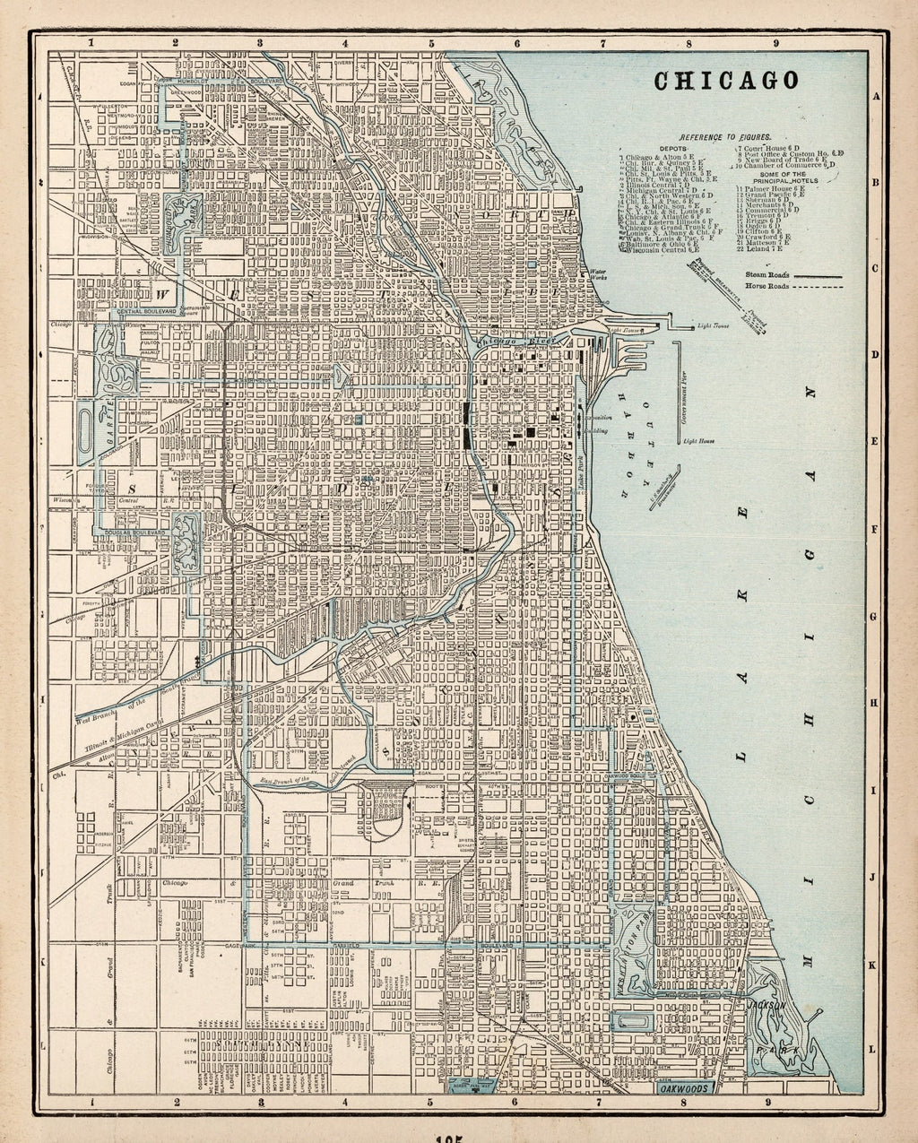 Vintage Map of Chicago, Illinois 1893