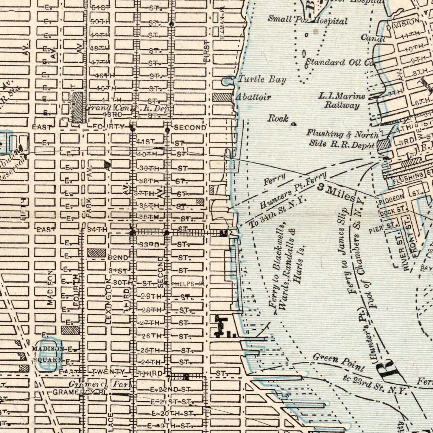 Vintage Map of New York City, New York 1893