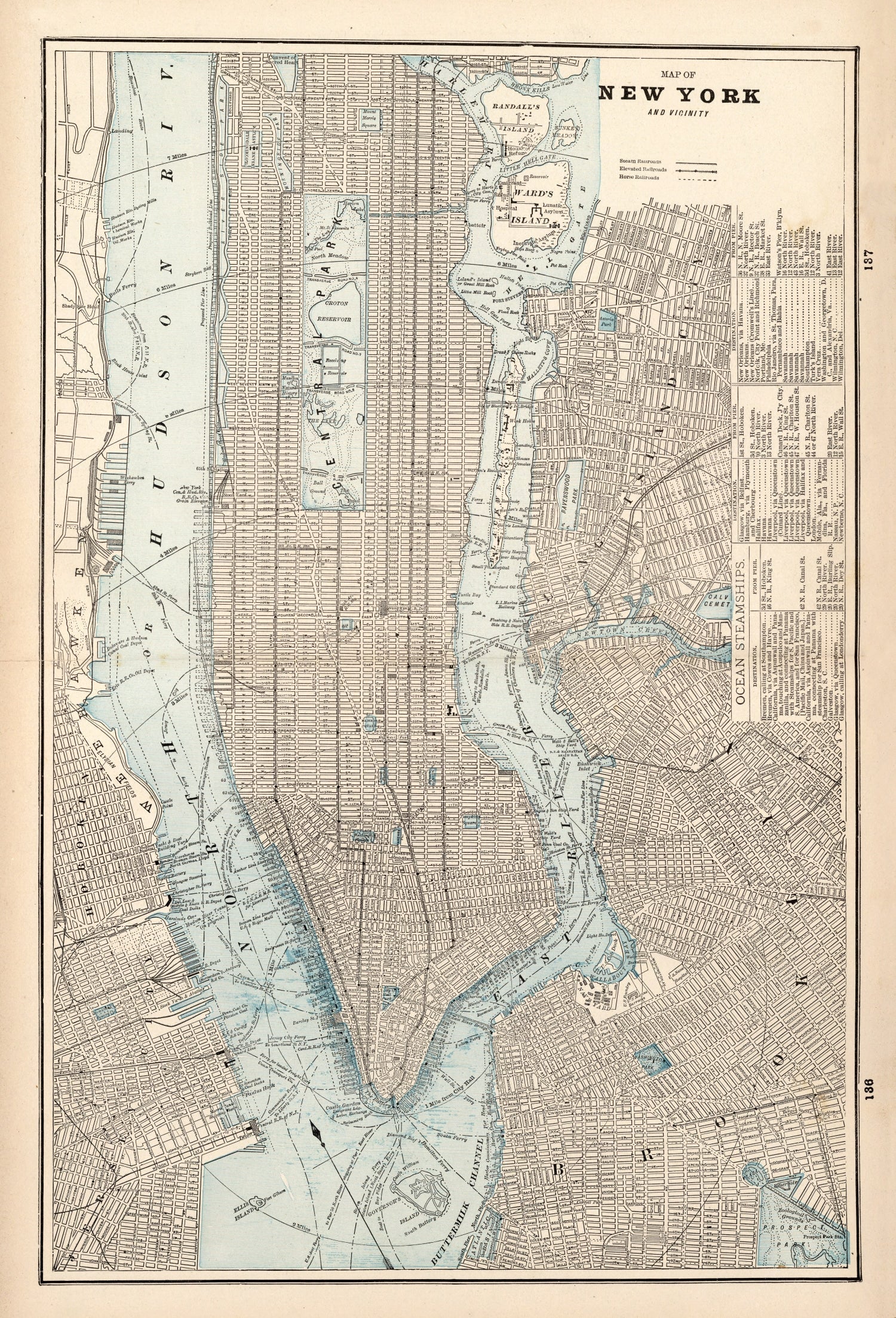 Vintage Map of New York City, New York 1893
