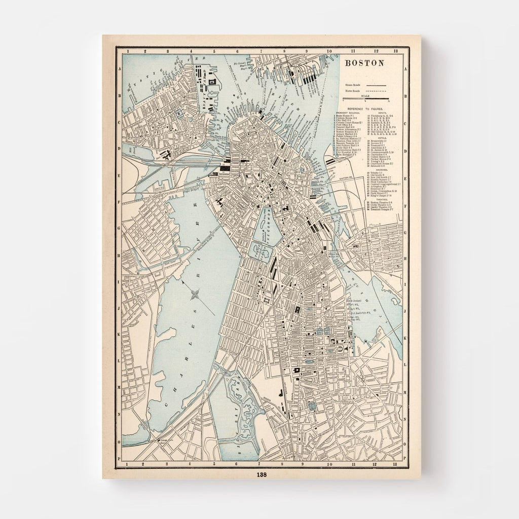 Vintage Map of Boston, Massachusetts 1893