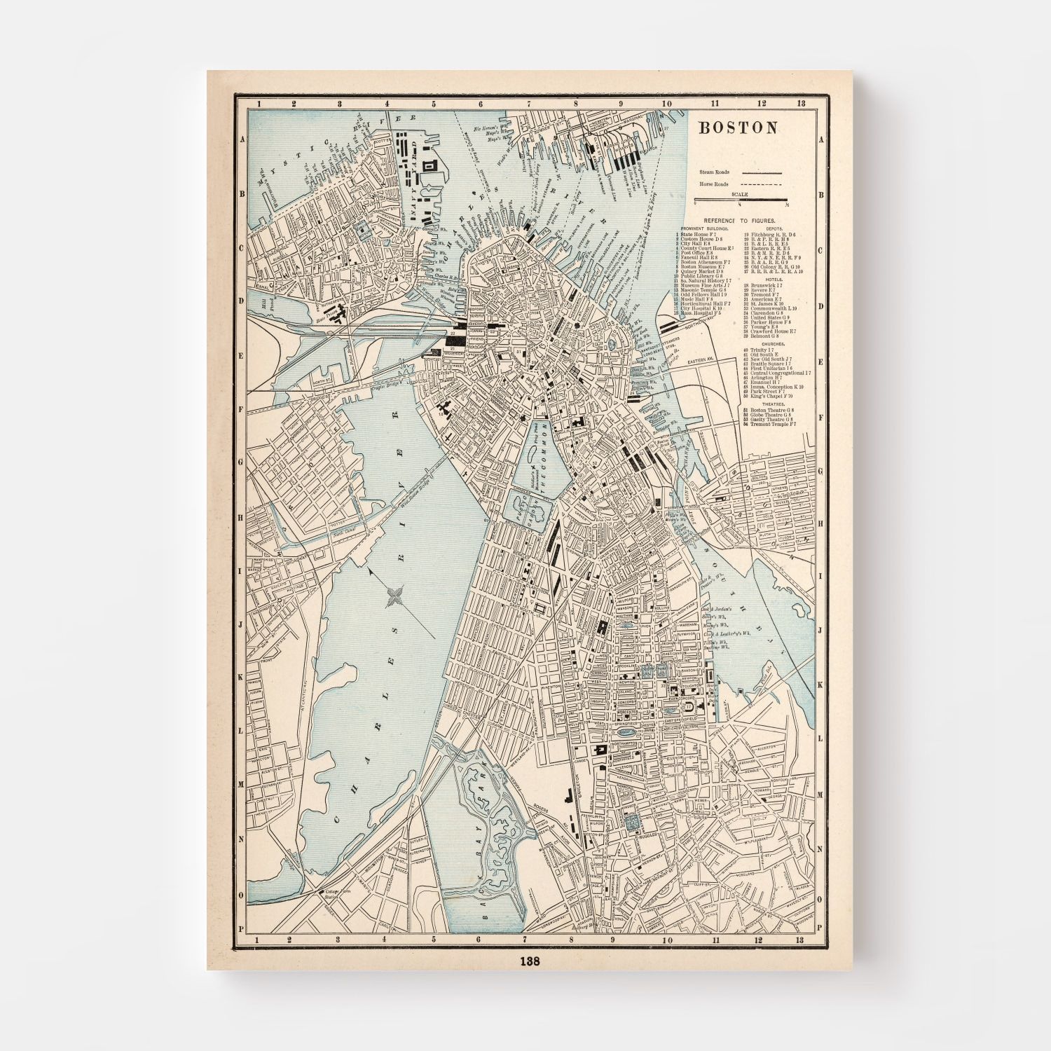 Vintage Map of Boston, Massachusetts 1893