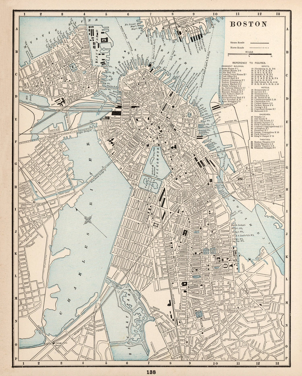 Vintage Map of Boston, Massachusetts 1893