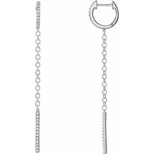 14K White Gold 1/4 CTW Natural Diamond Hinged Hoop Chain Earrings
