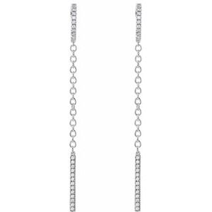 14K White Gold 1/4 CTW Natural Diamond Hinged Hoop Chain Earrings – image 2
