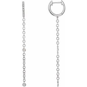 14K White Gold 1/4 CTW Natural Diamond Hinged Hoop Earrings