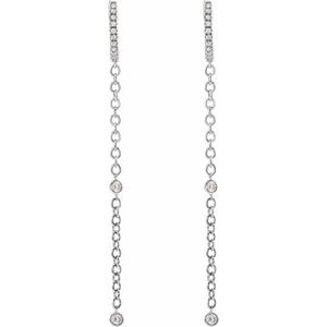 14K White Gold 1/4 CTW Natural Diamond Hinged Hoop Earrings