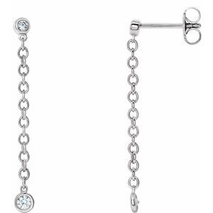 14K White Gold  1/5 CTW Natural Diamond Chain Dangle Earrings