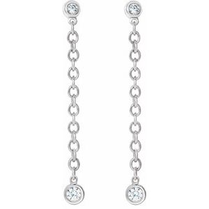14K White Gold  1/5 CTW Natural Diamond Chain Dangle Earrings – image 2