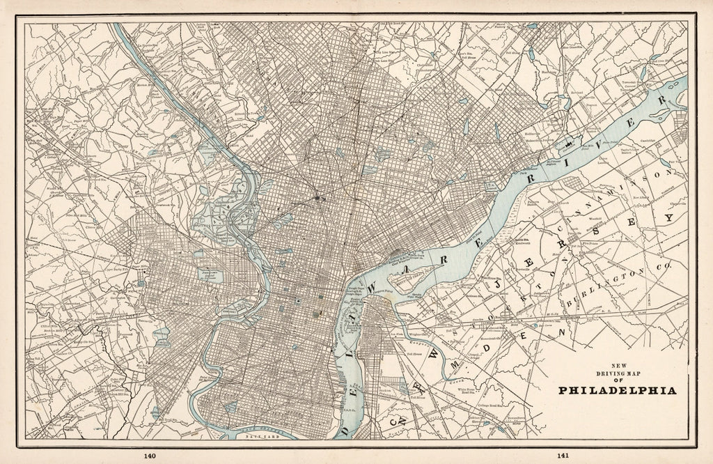 Vintage Map of Philadelphia, Pennsylvania 1893