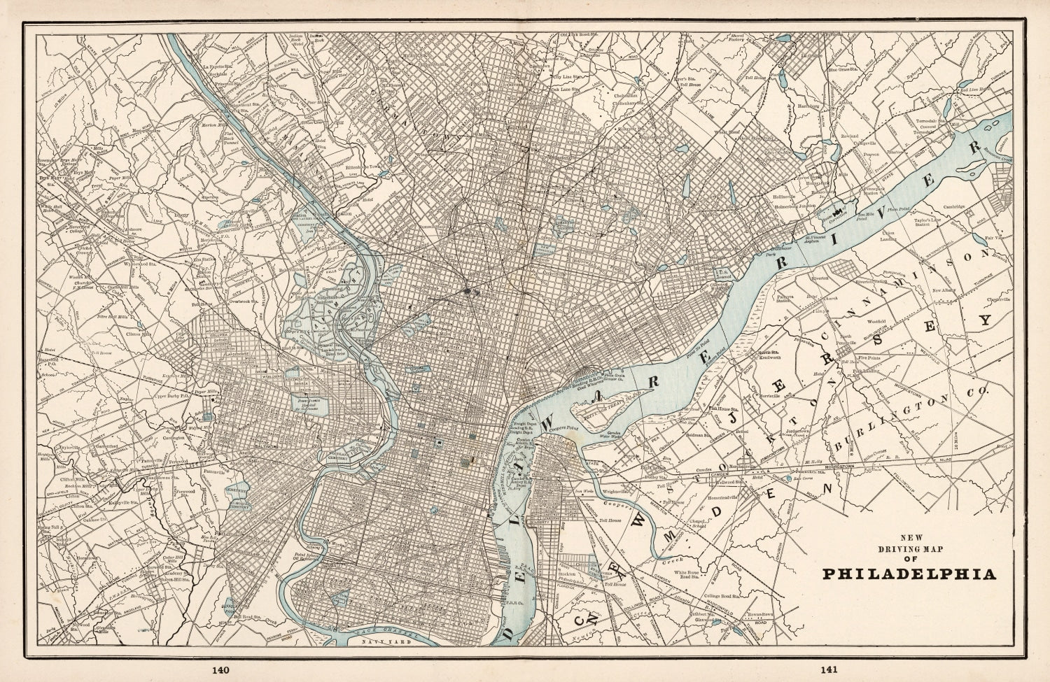 Vintage Map of Philadelphia, Pennsylvania 1893