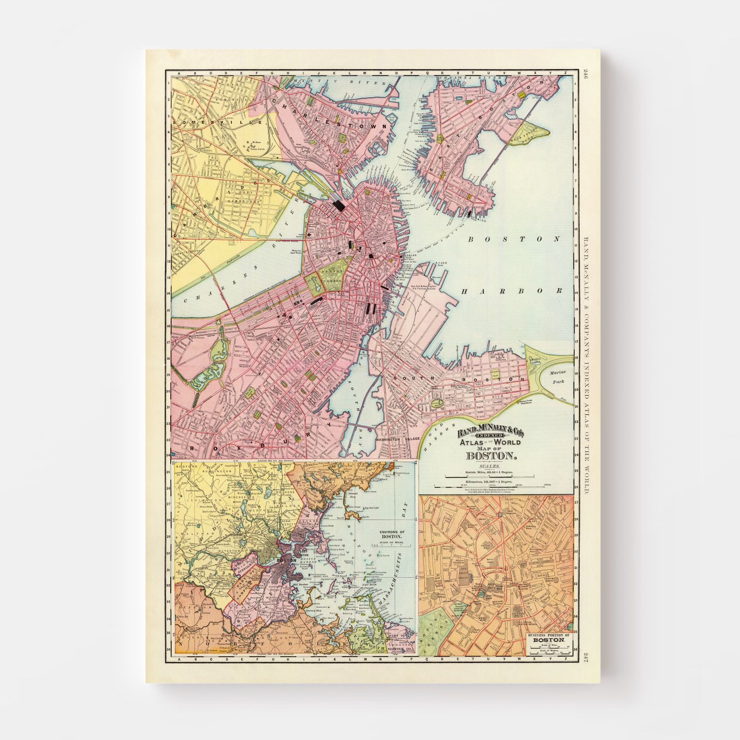 Vintage Map of Boston, Massachusetts 1897