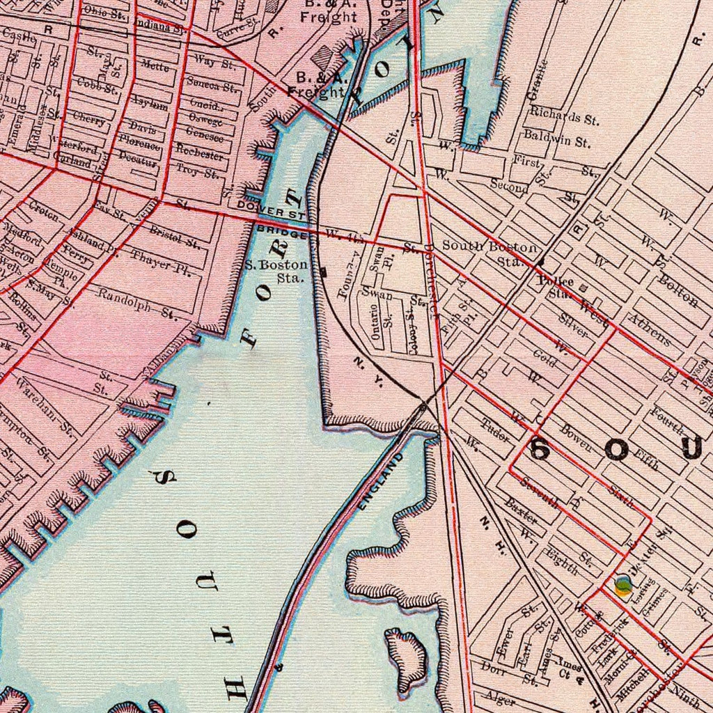 Vintage Map of Boston, Massachusetts 1897