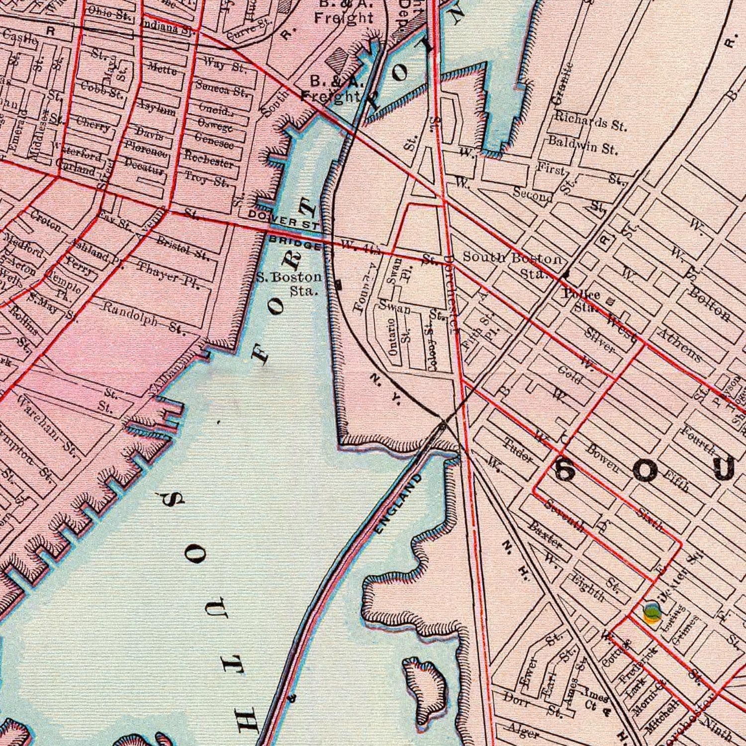 Vintage Map of Boston, Massachusetts 1897