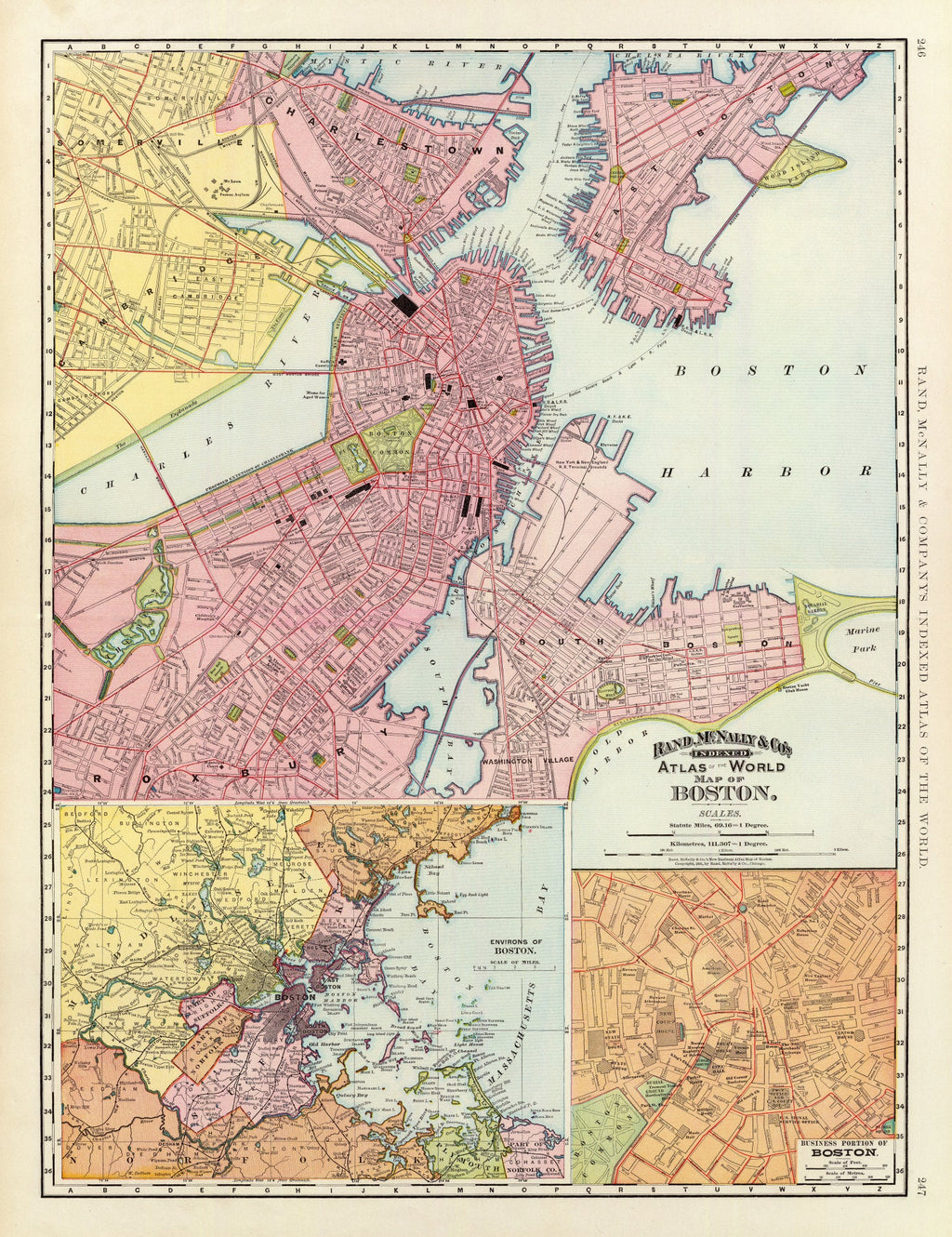 Vintage Map of Boston, Massachusetts 1897