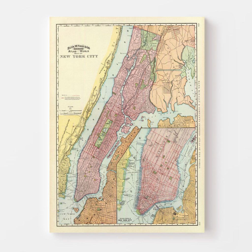 Vintage Map of New York City, New York 1897