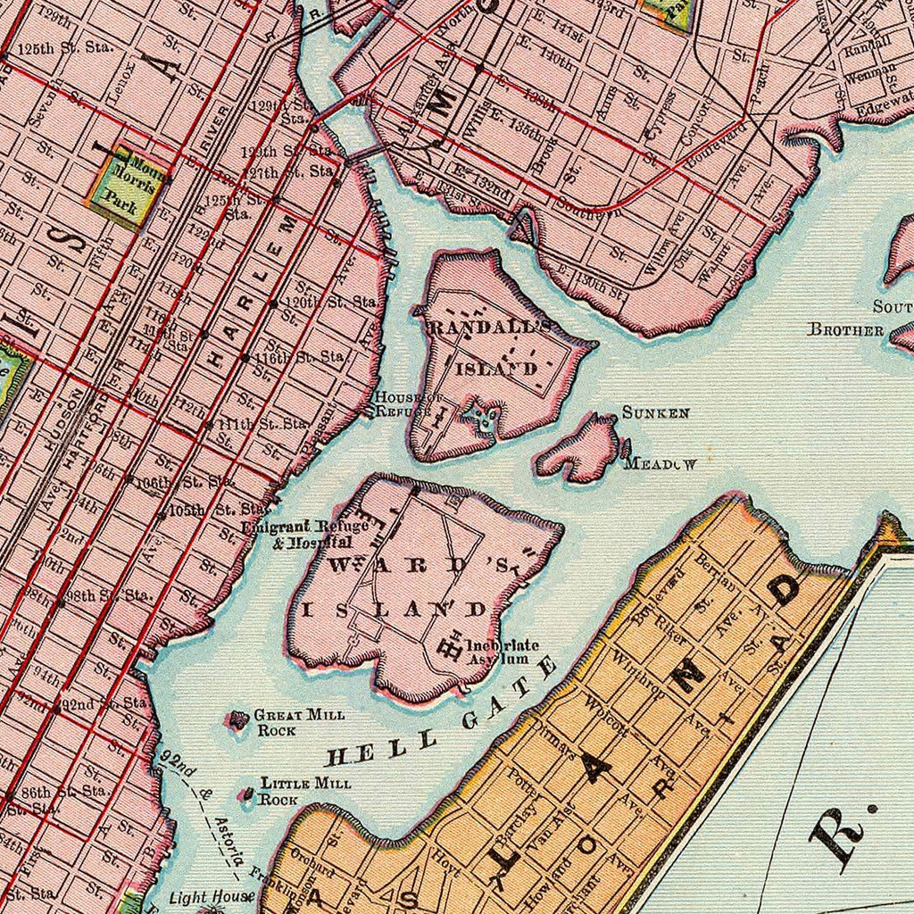 Vintage Map of New York City, New York 1897
