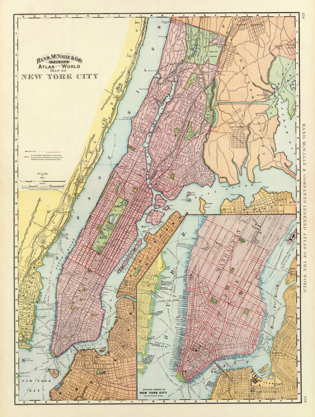 Vintage Map of New York City, New York 1897