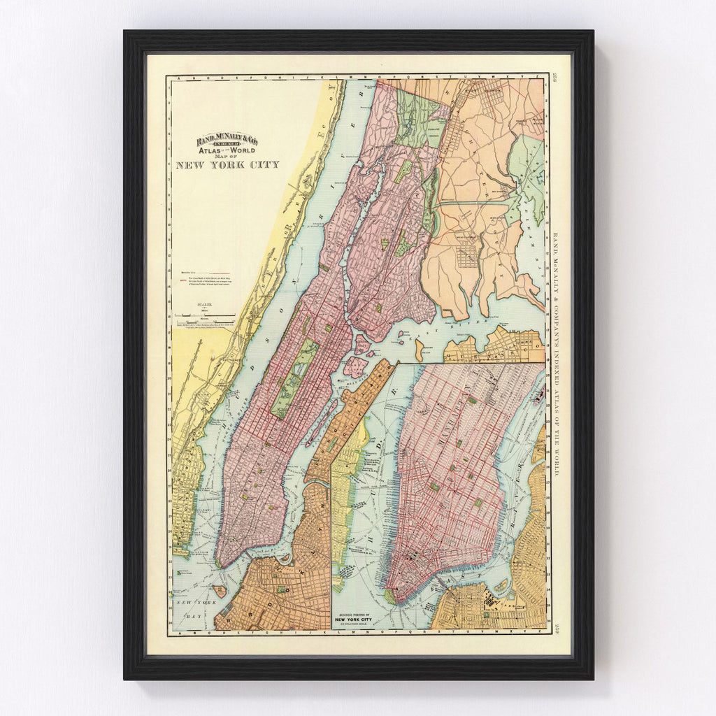 Vintage Map of New York City, New York 1897