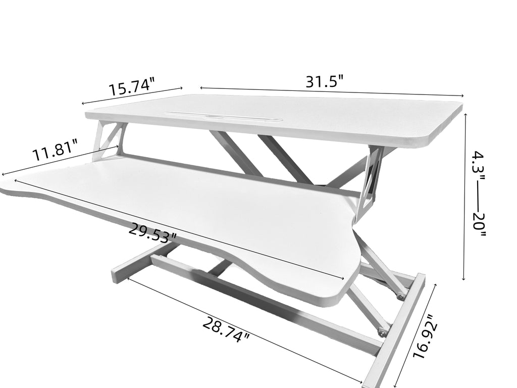 32 Inch Desk Converter, Height Adjustable Sit to Stand Riser, Dual Monitor and Laptop Workstation with Wide Keyboard Tray, Standing Computer Desk, WHITE ( BACK TO SCHOOL )