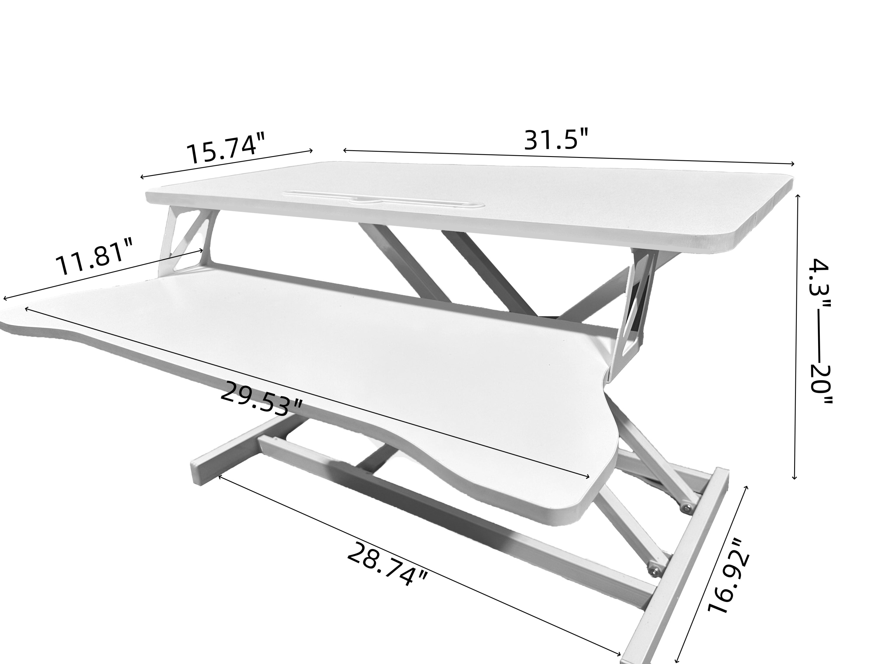 32 Inch Desk Converter, Height Adjustable Sit to Stand Riser, Dual Monitor and Laptop Workstation with Wide Keyboard Tray, Standing Computer Desk, WHITE ( BACK TO SCHOOL )