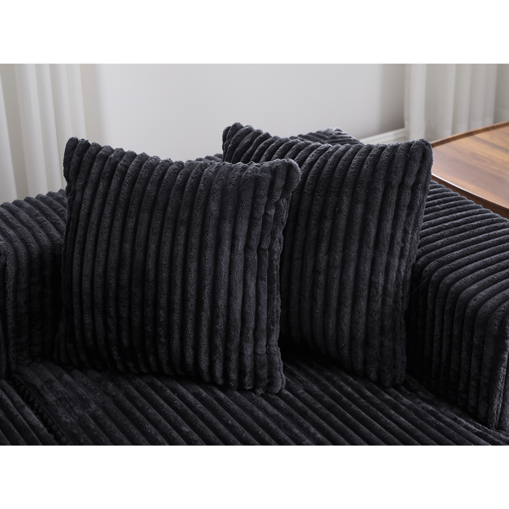 [NEW ARRIVED] [VIDEO PROVIDED]131'' Modular Sectional Couch, U-shaped sofa , Chaise Lounge, Striped fabric,Upholstered 4 Seater Couch for Living Room, Bedroom, Free Combination Sofa (Corduroy),Black