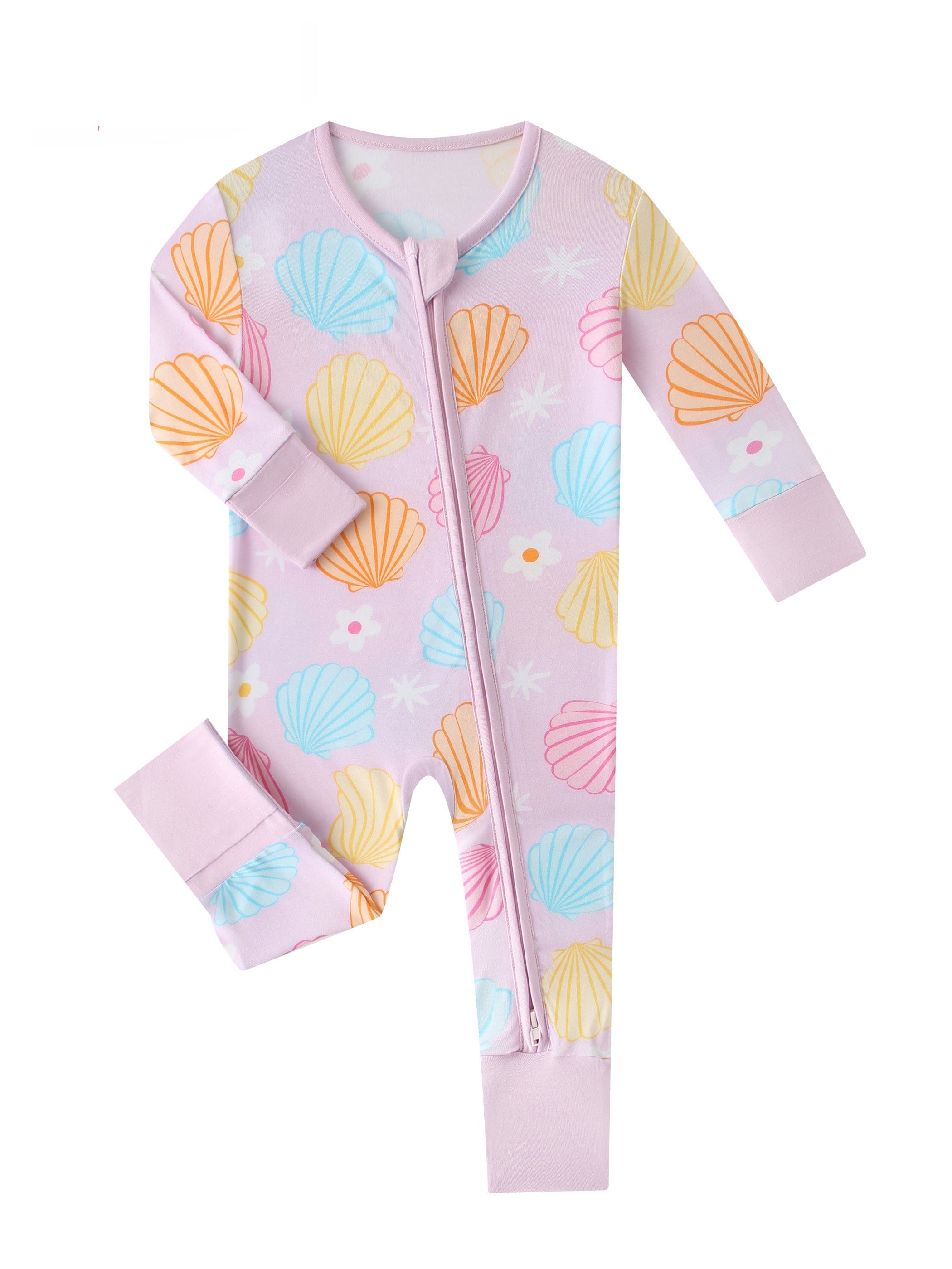 Posh TOT Pastel Seashell Bamboo Baby Convertible Zippy Romper  CINCO DE MAYO PROMO - FINAL SALE