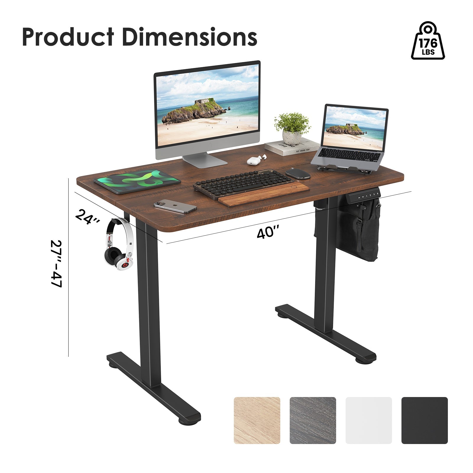 STARY Electric Standing Desk Adjustable Height Sit Stand Home Office Desk with Splice Board