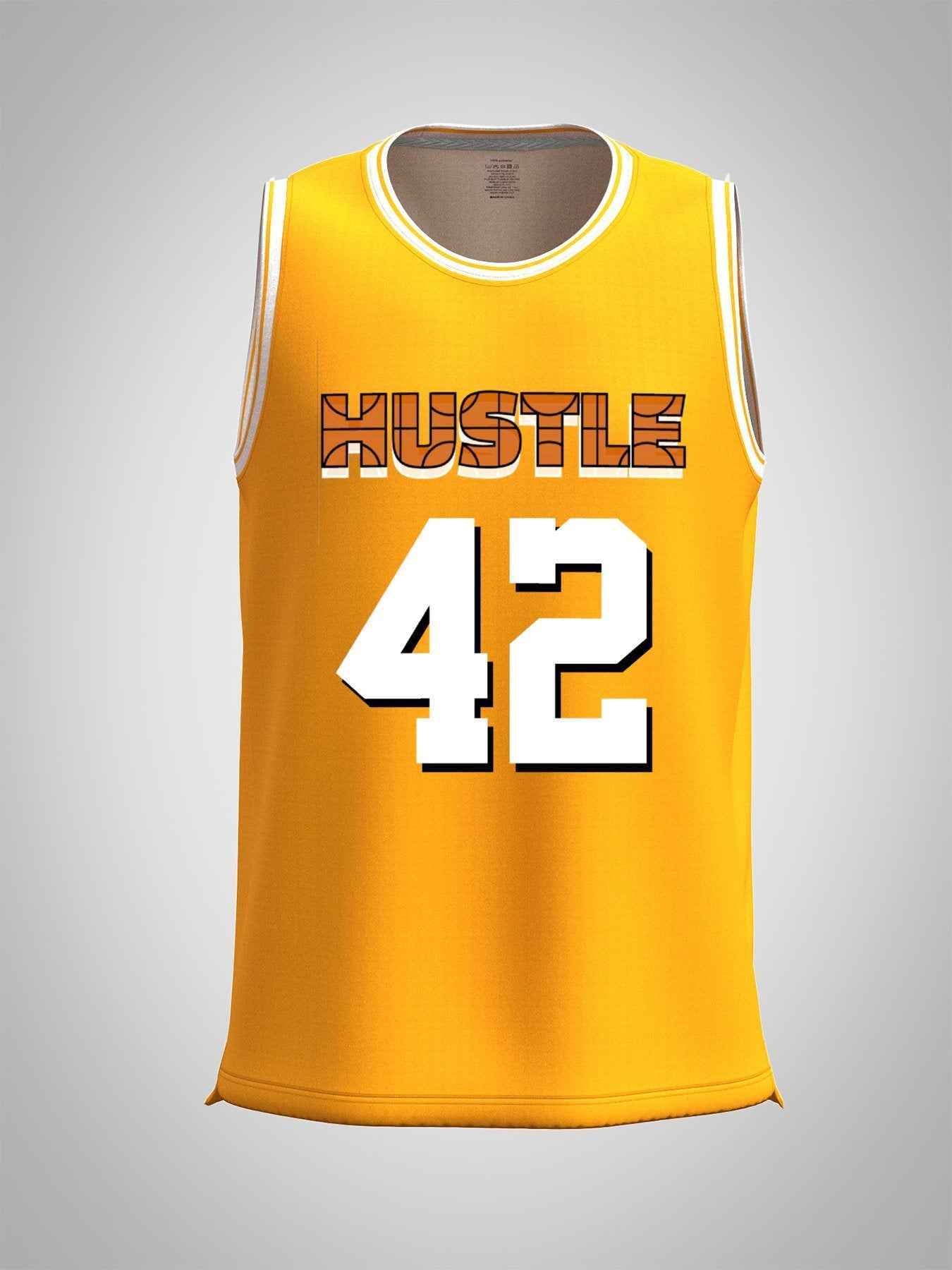 Hustle 42 Adult Yellow Basketball Jersey | Ships From USA