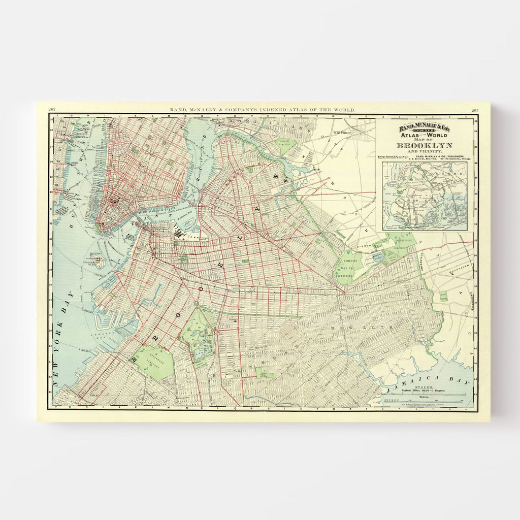 Vintage Map of Brooklyn, New York 1897