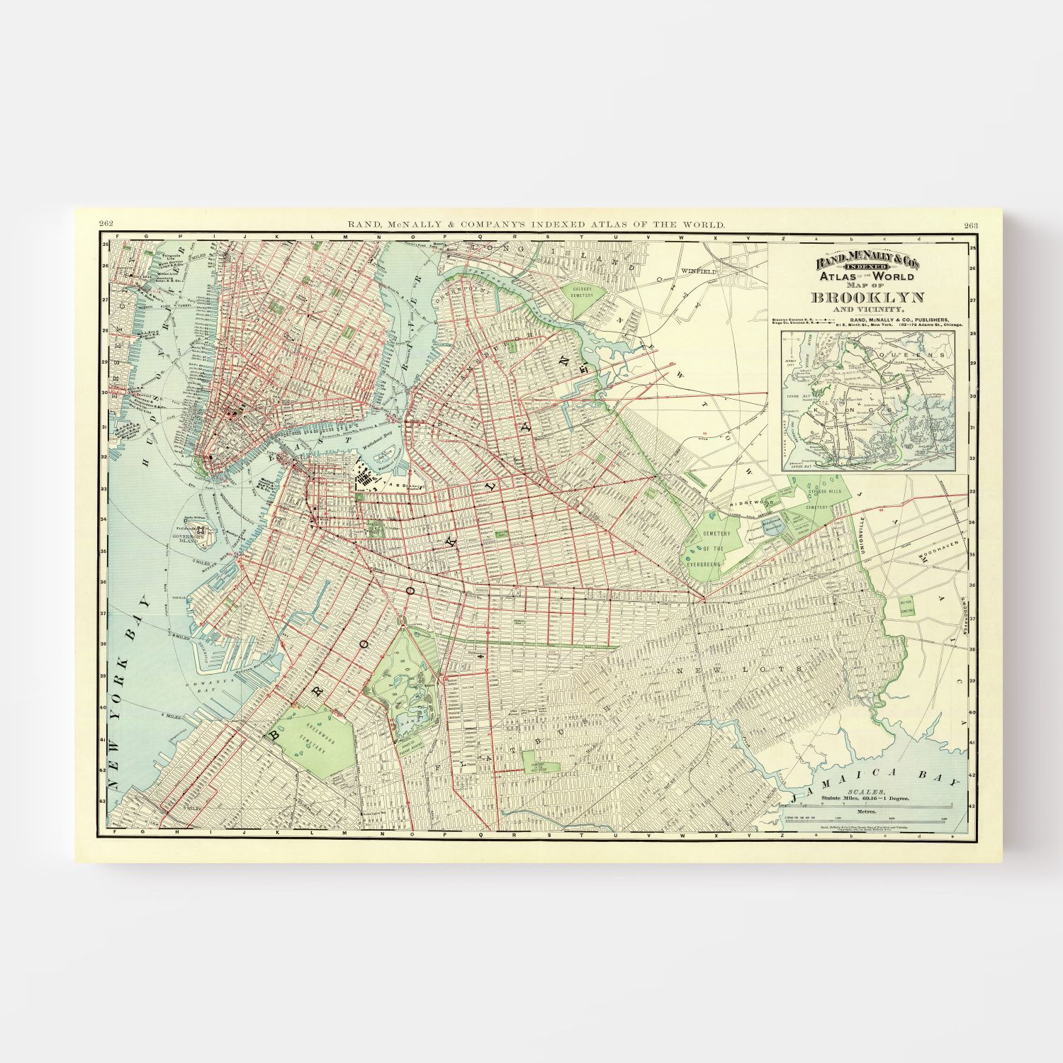 Vintage Map of Brooklyn, New York 1897