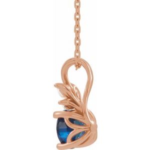 14K Rose Gold Lab-Grown Blue Sapphire & 1/10 CTW Natural Diamond 16-18" Necklace