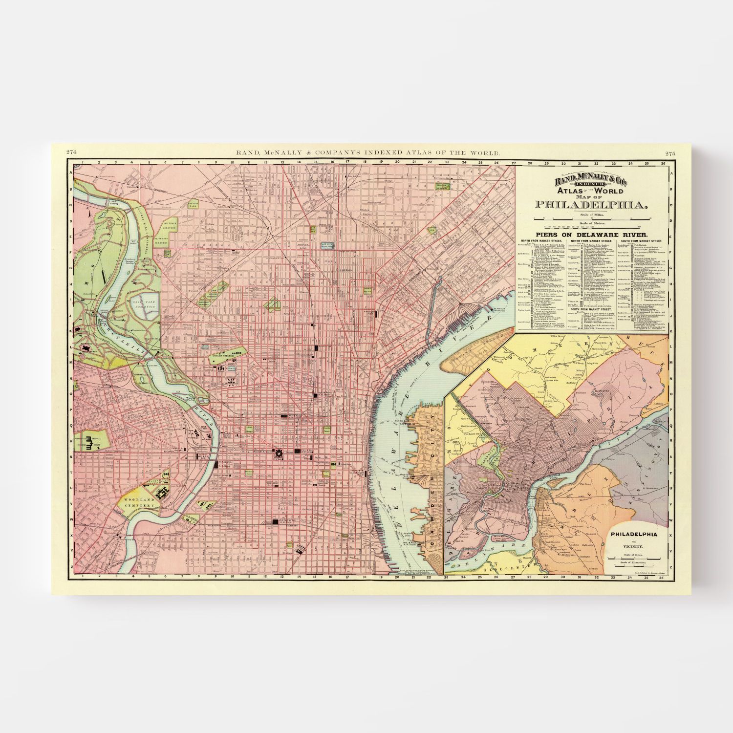 Vintage Map of Philadelphia, Pennsylvania 1897