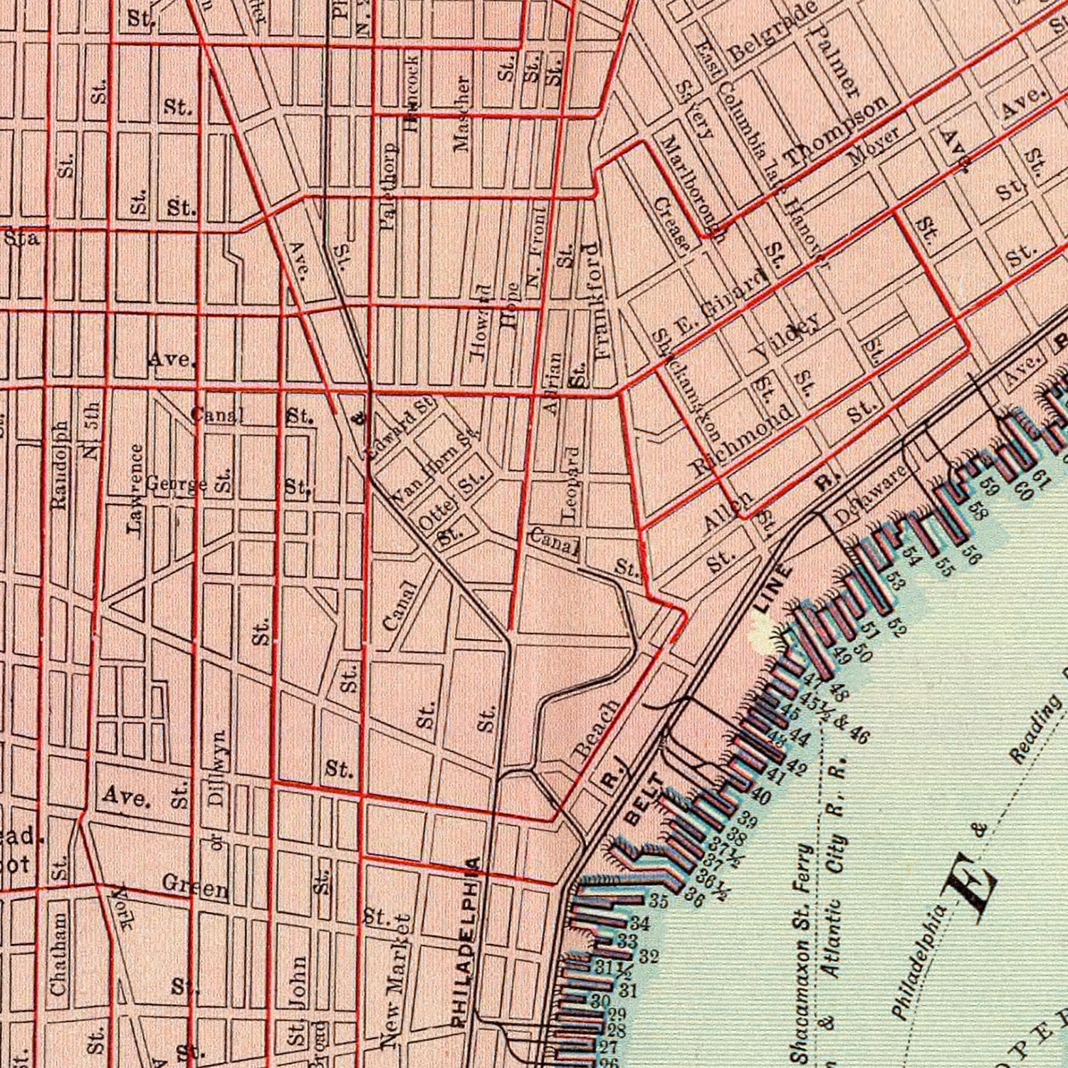 Vintage Map of Philadelphia, Pennsylvania 1897