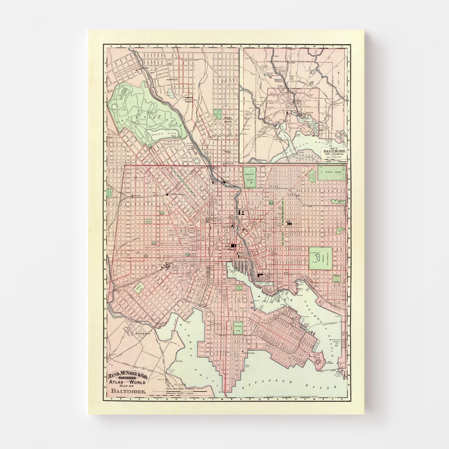Vintage Map of Baltimore, Maryland 1897