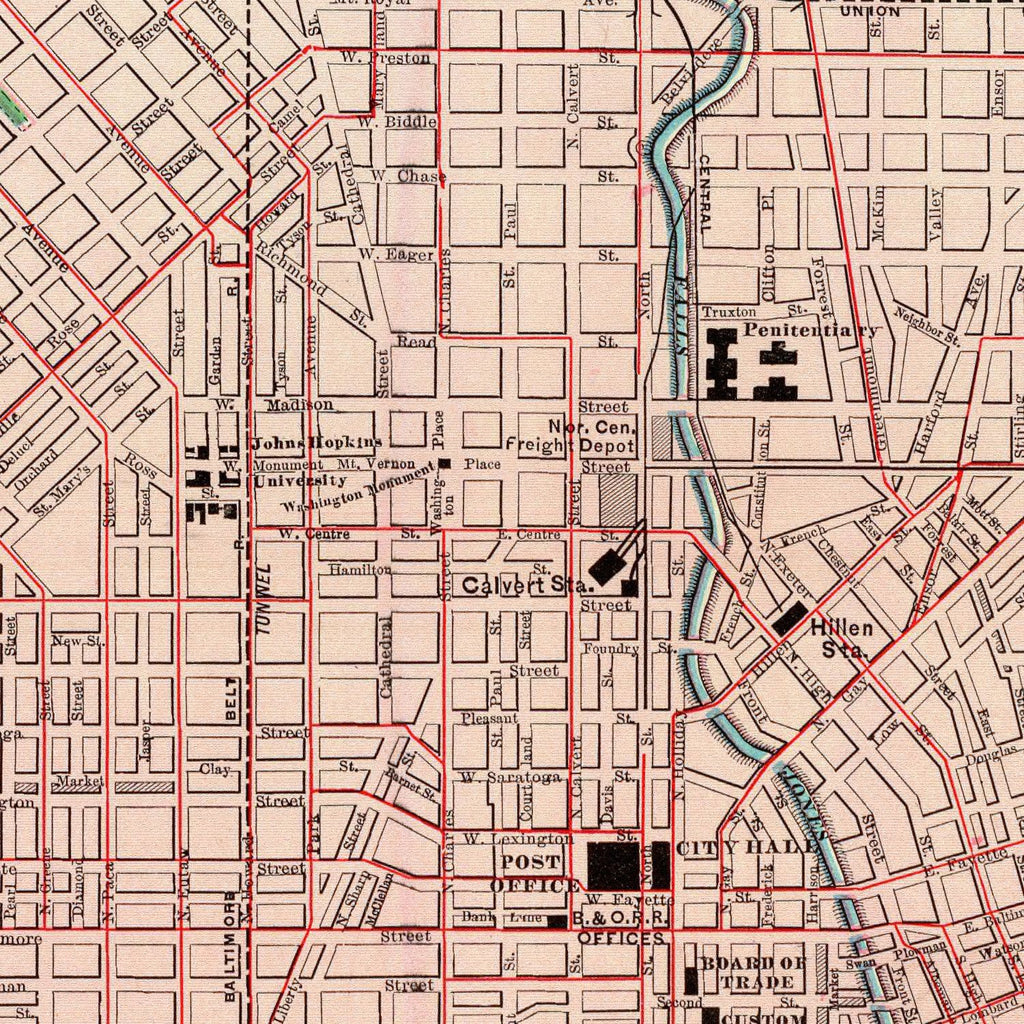Vintage Map of Baltimore, Maryland 1897