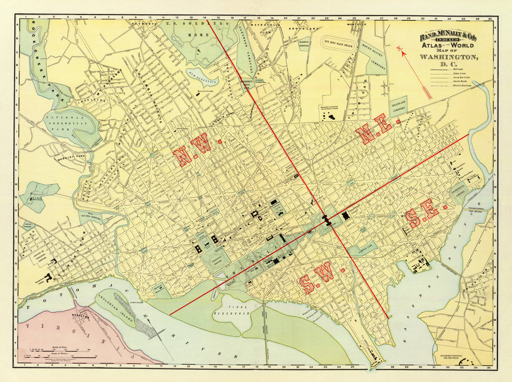 Vintage Map of Washington, DC 1897