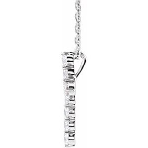 14K White Gold 1/4 CTW Natural Diamond Cross 16-18" Necklace