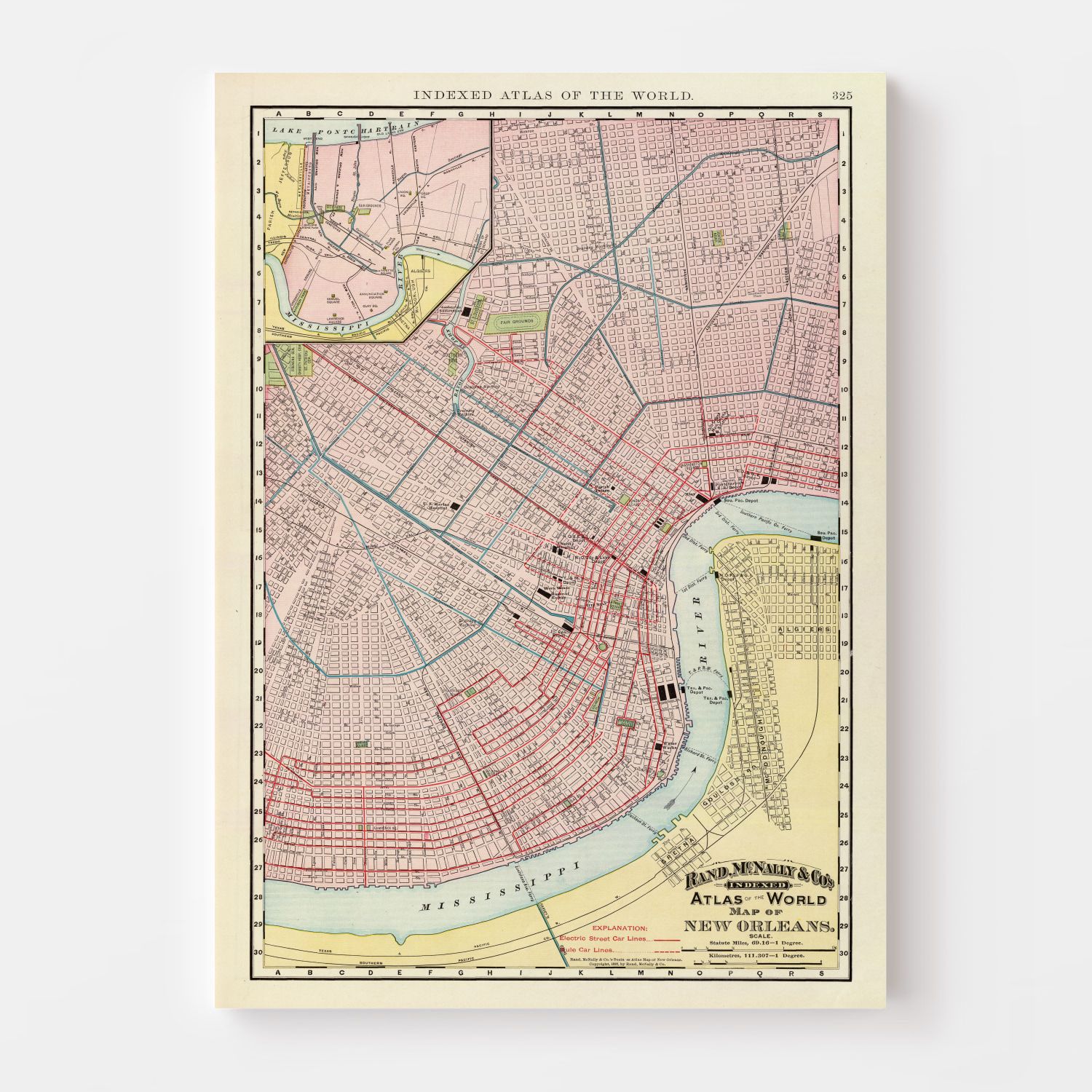 Vintage Map of New Orleans, Louisiana 1897