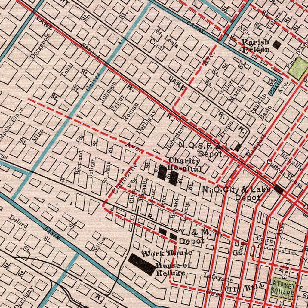 Vintage Map of New Orleans, Louisiana 1897