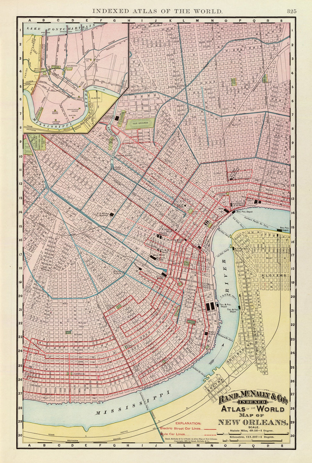 Vintage Map of New Orleans, Louisiana 1897