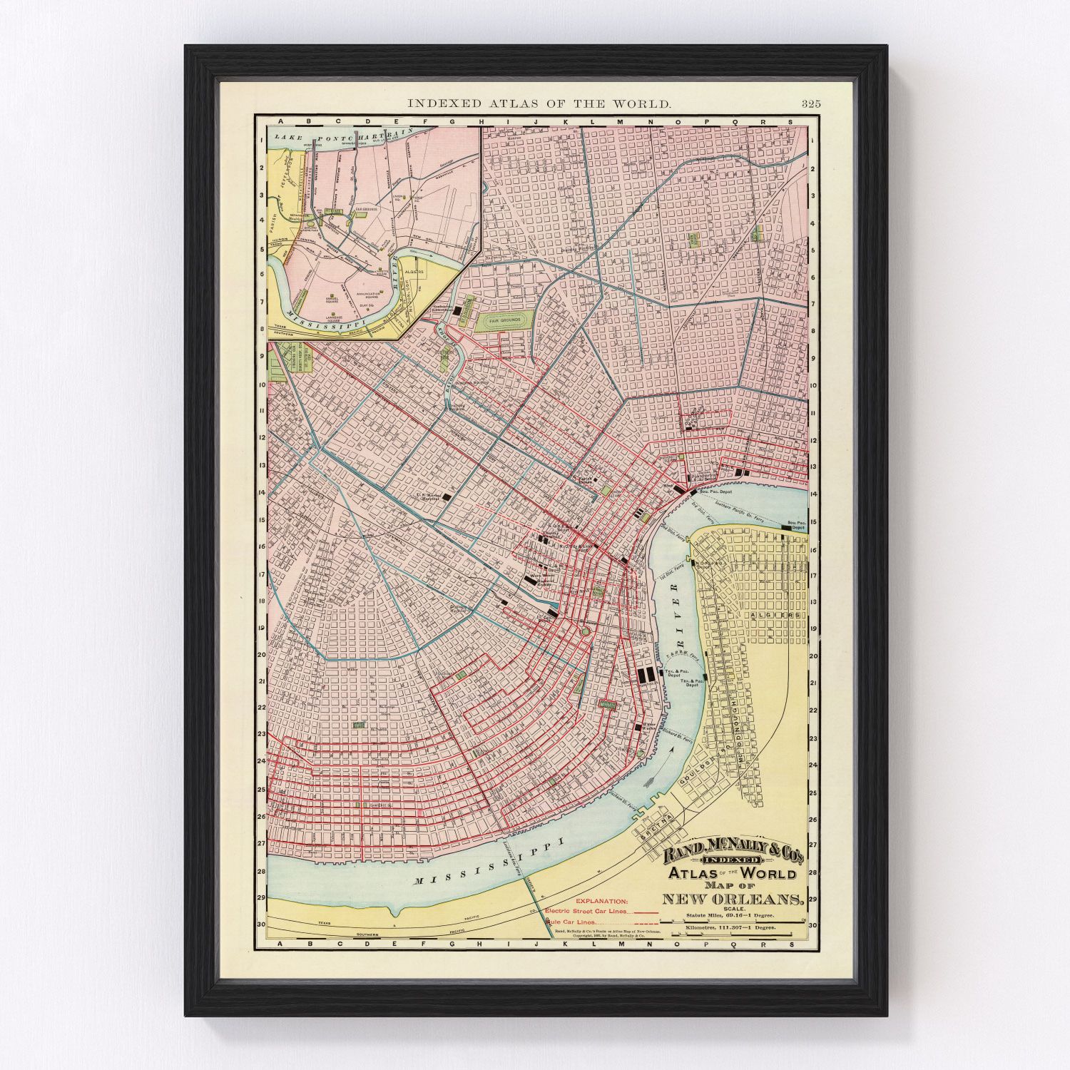 Vintage Map of New Orleans, Louisiana 1897