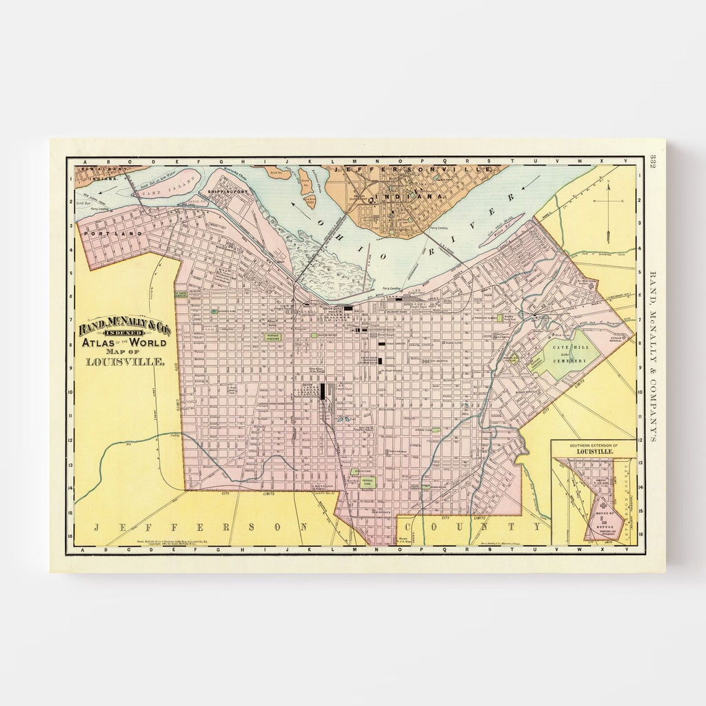 Vintage Map of Louisville, Kentucky 1897