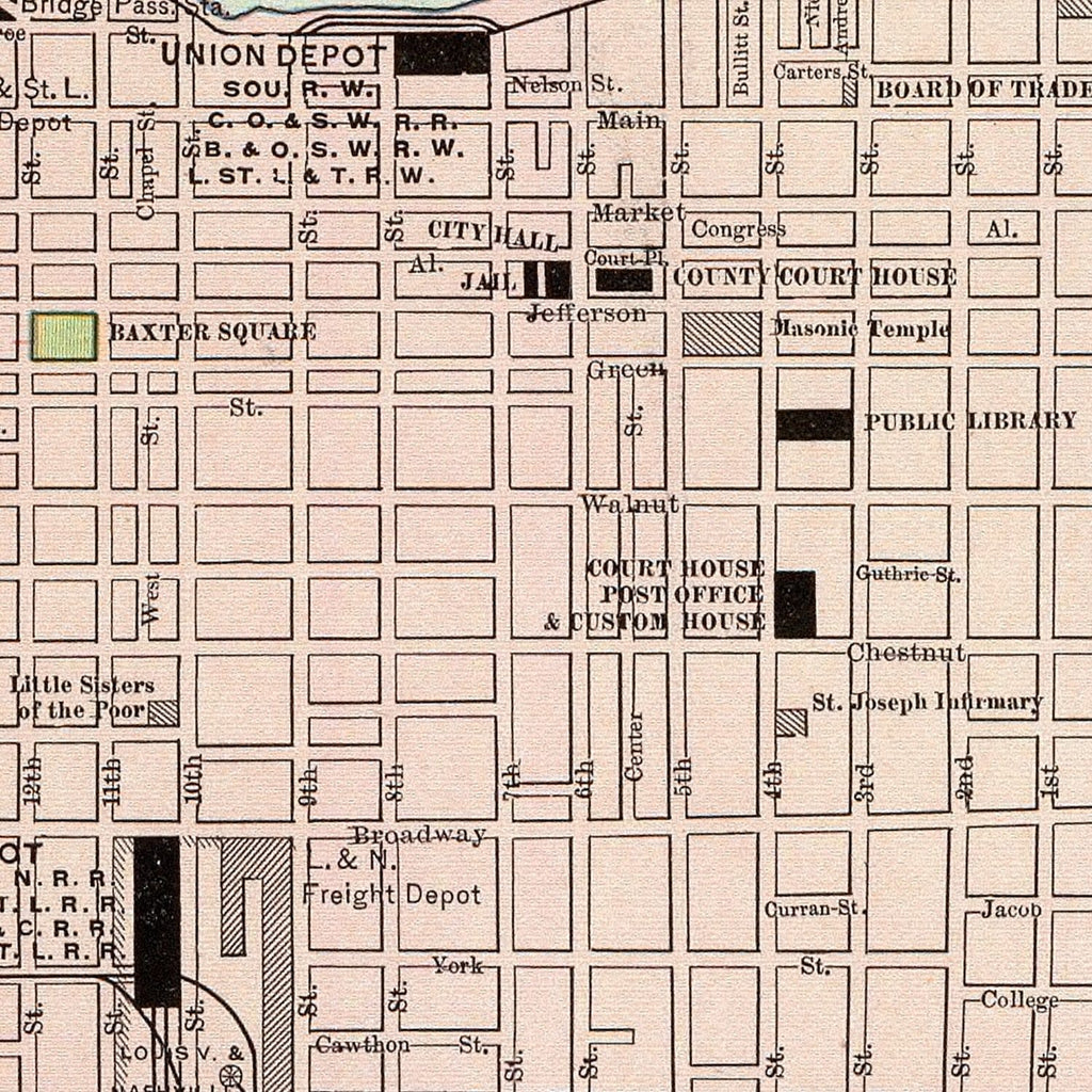 Vintage Map of Louisville, Kentucky 1897