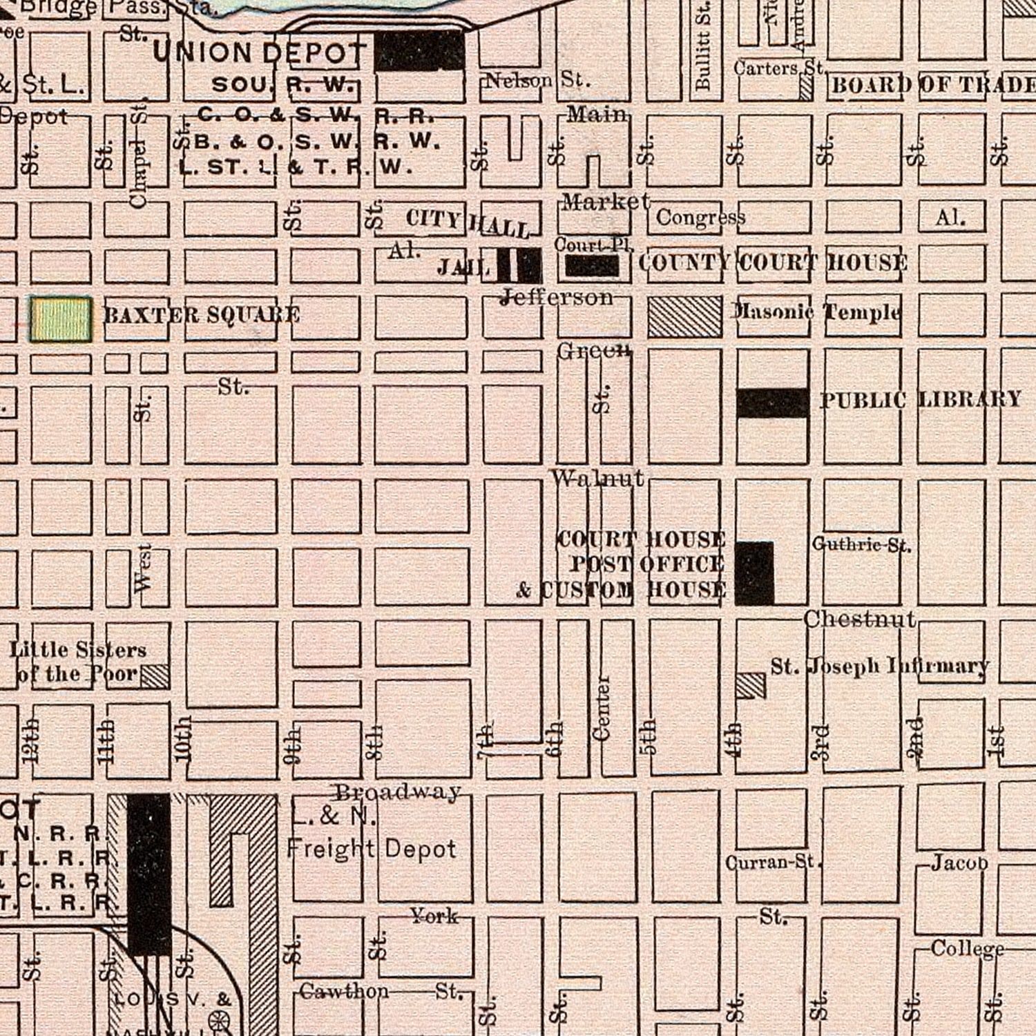 Vintage Map of Louisville, Kentucky 1897
