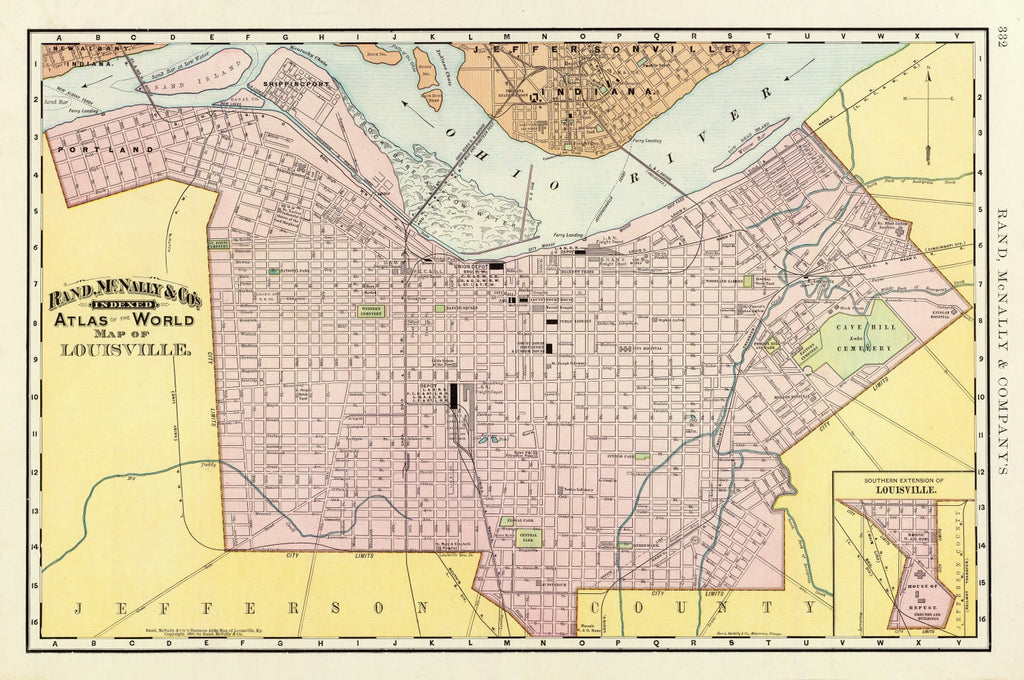 Vintage Map of Louisville, Kentucky 1897