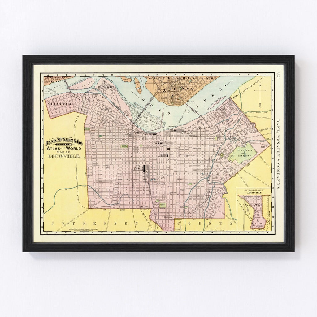 Vintage Map of Louisville, Kentucky 1897